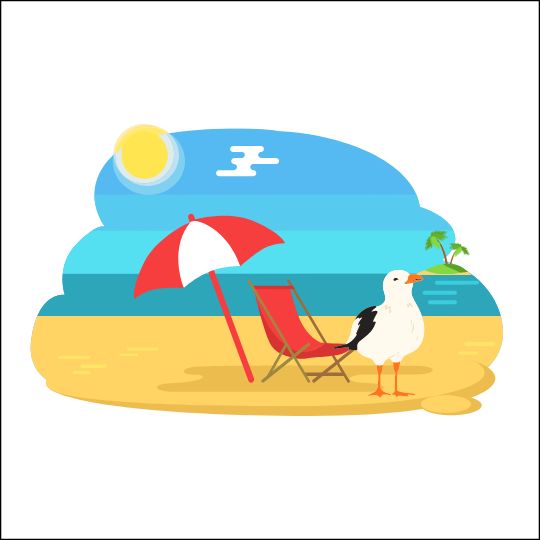 Picture riddles for kids with the beach and the bird