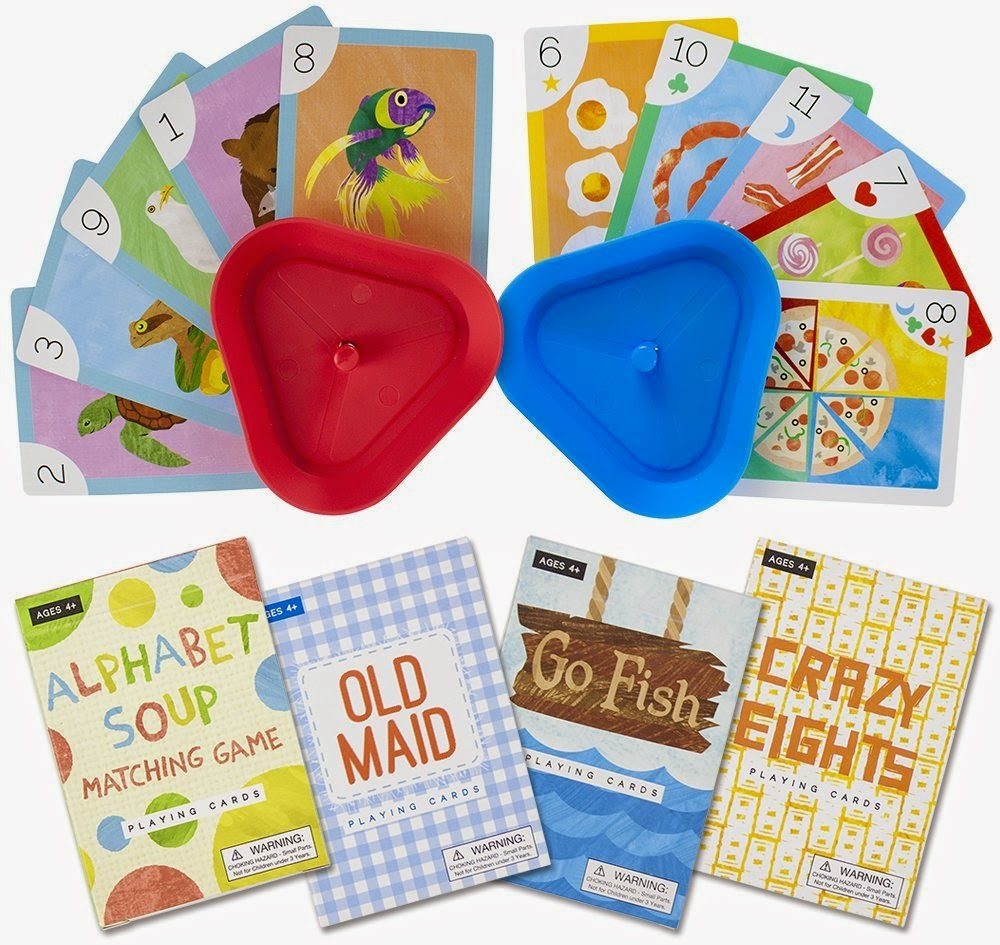 Set of 4 Classic Children's Card Games with 2 Hands-Free Playing Card Holders by Imagination Generation