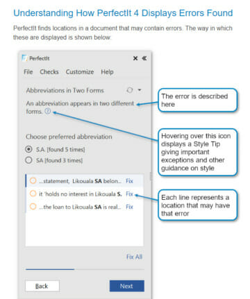 How Perfectit Displays Errors Found