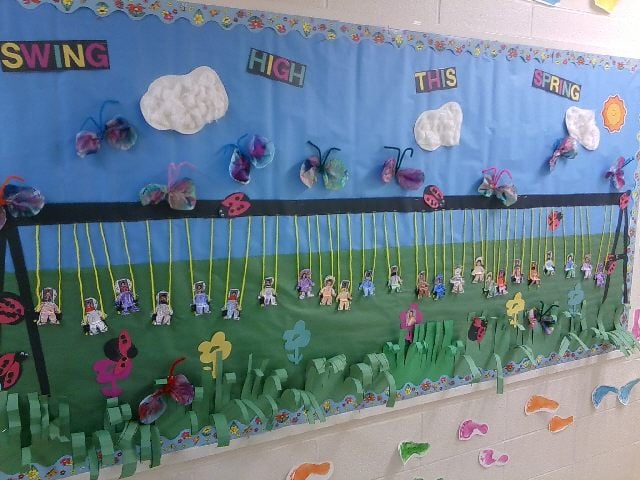 Swing high this day spring bulletin board idea